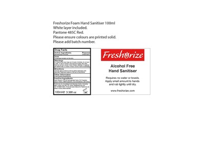 Alcohol Free Foam Hand Sanitizer Label (Freshorize Alcohol Free Foam Hand Sanitizer Label)